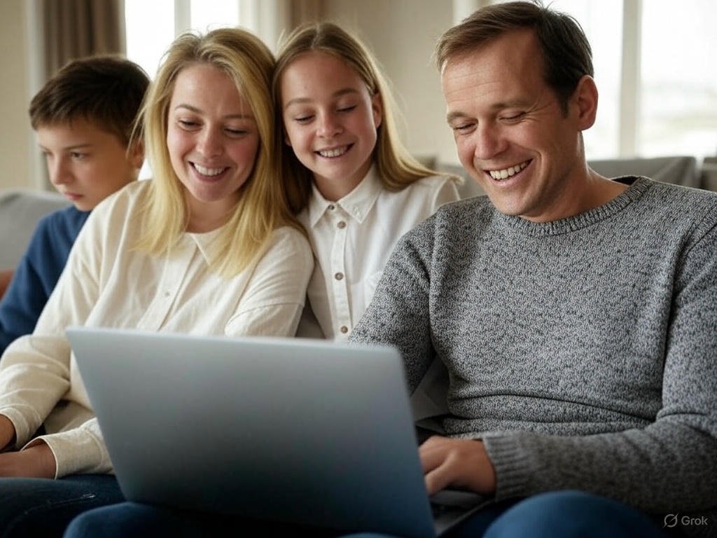 7 Dicas de Produtividade para Freelancers 3 Um freelancer fechando o laptop e se juntando à família para uma atividade de lazer.
